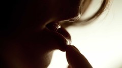 Woman close-up faces brunettes open mouth Amber Sym