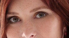 Woman close-up faces freckles models redheads amber eyes W4B 