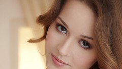 Woman close-up faces long hair brown eyes brunettes teen 