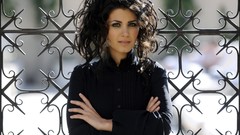 Woman close-up faces outdoors long hair brown eyes brunettes 