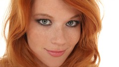 Woman close-up faces smiling freckles mia sollis redheads
