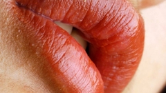 Woman close-up lips teeth