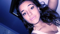 Woman close-up long hair brunettes cleavage duck face