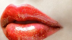 Woman close-up red lips