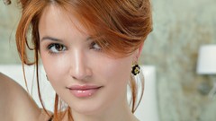 Woman close-up redheads brown