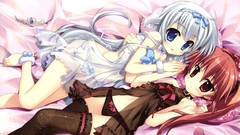 Woman collar Jewelry navel beds white hair red eyes bows 