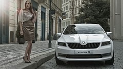 Woman concept art girls with cars Škoda Skoda Vision D