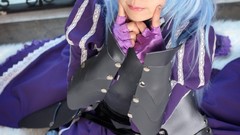 Woman cosplay blue hair