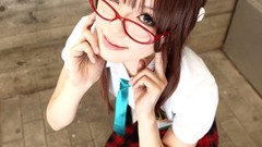 Woman cosplay glasses neon
