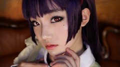 Woman cosplay red eyes