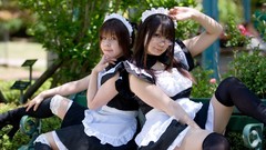 Woman cosplay stockings maids
