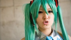 Woman cosplay vocaloid hatsune