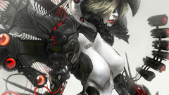 Woman cyborgs cyberpunk artwork