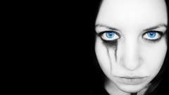 Woman dark blue eyes