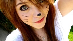 Woman disguise green eyes brunettes teen