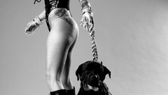 Woman Dogs boots brunettes grayscale D20 Angelina Valentine