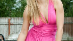Woman dress blondes blue eyes models magenta Sharon D Sharon D. 