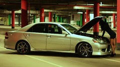 Woman dress cars parking