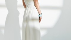 Woman dress columns floor ivory models weddings sweetheart
