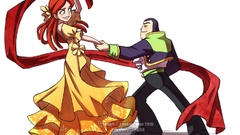 Woman dress Toy Story dancing jackets pixar green eyes redheads 