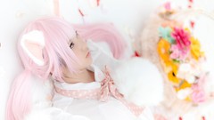 Woman ear Japanese asians pink hair models cosplay asian girls 