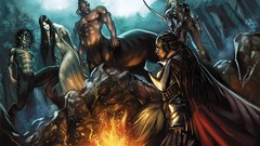 Woman elves Pathfinder centaur fantasy art satyr