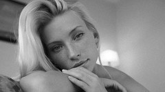 Woman faces blondes freckles grayscale Adele B