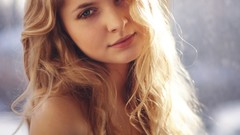 Woman faces blondes models window panes wavy hair Katerina 