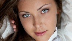 Woman faces blue eyes brunettes models Sophia E