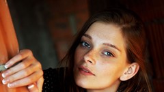 Woman faces blue eyes freckles models redheads Femjoy magazine 