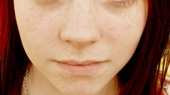 Woman faces blue eyes freckles redheads necklaces Toni Pearce