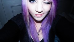 Woman faces blue eyes purple hair emo girls