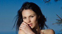 Woman faces brown eyes models black hair blue skies ukrainian 