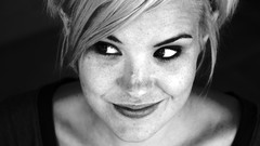 Woman faces brunettes freckles grayscale Brea Grant