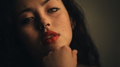 Woman faces brunettes freckles piercings pierced septum
