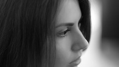 Woman faces brunettes grayscale Astrud A