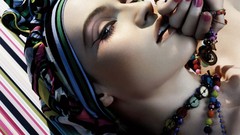 Woman faces brunettes models fingerprints