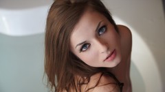 Woman faces brunettes nude depth of field bathtubs 