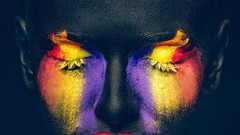 Woman faces closed eyes models face paint