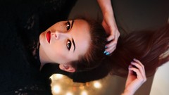 Woman faces elegance brunettes redheads lip gloss