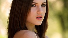 Woman faces gray eyes brunettes models Kasey Chase Casey Chase