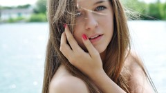 Woman faces green eyes brunettes jasmin kristina