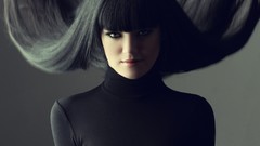 Woman faces jessie j brunettes singers black shirt