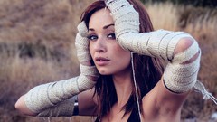 Woman faces long hair blue eyes brunettes freckles models 