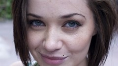 Woman faces long hair blue eyes brunettes models Sierra Love