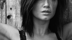 Woman faces long hair blue eyes brunettes models Sierra Love