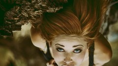 Woman faces long hair blue eyes brunettes models Sierra Love