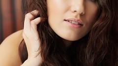 Woman faces long hair brunettes models curly hair portraits 