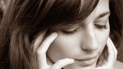 Woman faces long hair brunettes models portraits Met-Art 