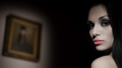 Woman faces long hair models black hair portraits pale skin 